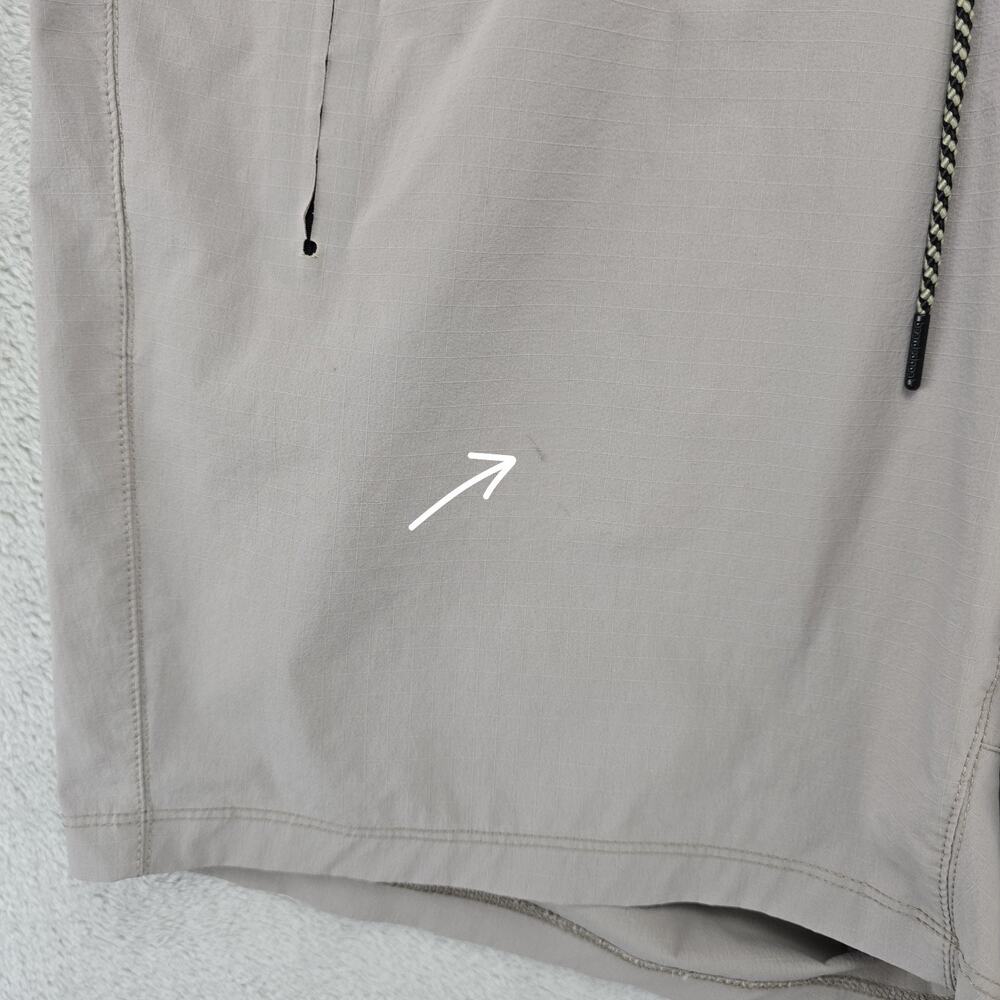 Bearded Goat Rambler Shorts Mens Large Beige Black Athletic Performance - Picture 5 of 14